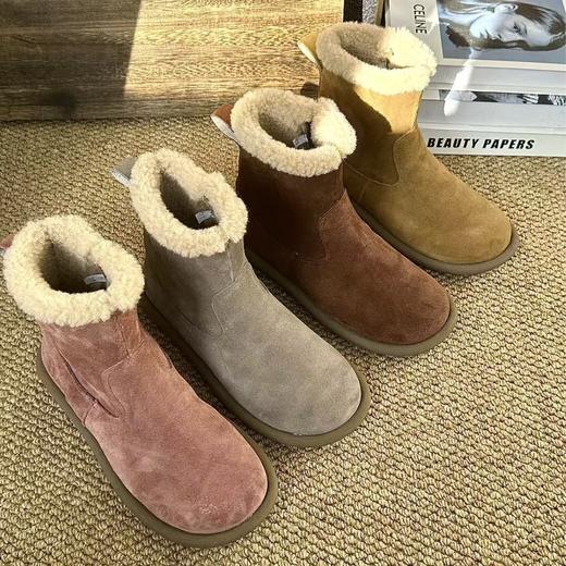 加绒保暖小暖炉！2025雪地靴反绒牛皮侧拉链休闲韩版棉靴女款！ 商品图0