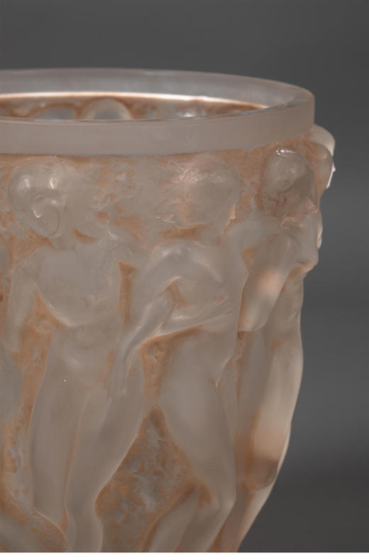 独角鹿西洋古董1927年法国出品「Bacchantes 酒神祭司」款橙色欧泊水晶花瓶 商品图5