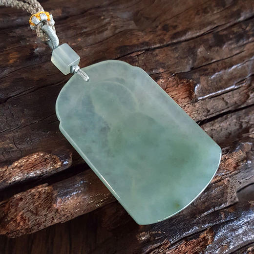 【天然正品】A货翡翠天然细腻冰种观音坐莲平安无事牌（平安安乐）翡翠吊坠项链48.4*32.7*5.3MM（皆取最大值）中性211125NJS13 特价 商品图5