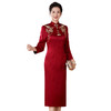 QZ 60728酒红旗袍高级感婚宴妈妈礼服喜婆婆连衣裙 商品缩略图4
