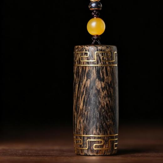 天珠丨天然达拉干沉香错金天珠  SP10051 商品图1