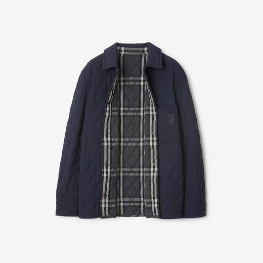 【一】BURBERRY 巴宝莉 男士 B 字盾牌徽标贴花双面绗缝尼龙棉服 蓝色 8097042 C1901 商品图1