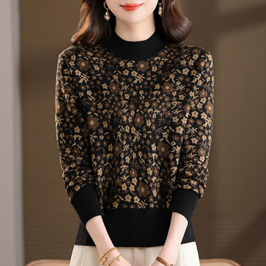 FCY 92185半高领打底衫提花毛衣 商品图2