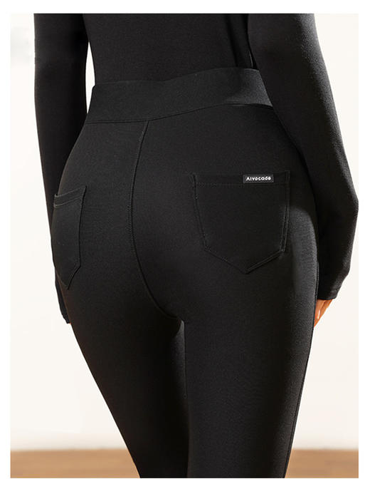 【免费试穿-百搭牛油果小黑裤 三个厚度可选】【视觉上瘦20斤的神仙小黑裤】【百搭毛衣 外套】新款自带香气牛油果显瘦修身百搭外穿加厚黑色高腰提臀收腹小黑裤女打底裤女 40744 商品图6