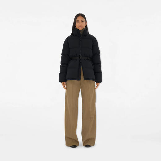 BURBERRY 巴宝莉 女士“B”字徽章尼龙连帽羽绒服 黑色 8096910 C1307 商品图5