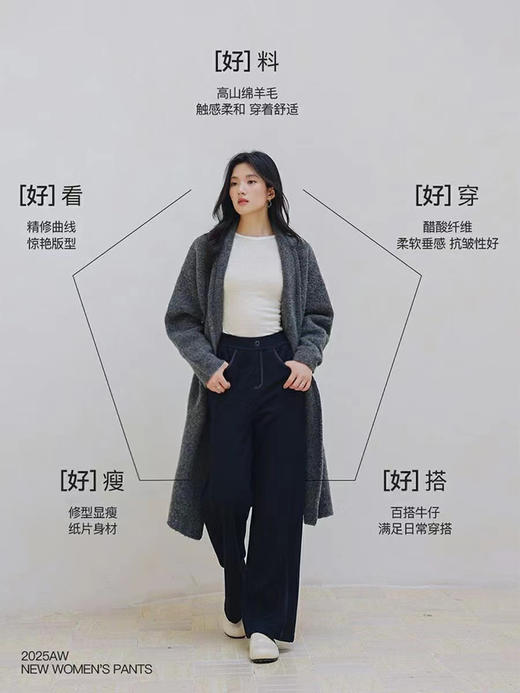 【百图lulu定制】【预售10天发】【羊毛垂垂裤】羊毛醋酸 显腿长 深蓝 保暖牛仔裤 商品图4