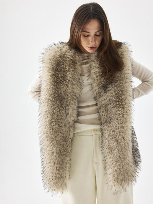 Running Closet｜环保毛长款马甲 [ 米 仿皮草 ] 【LCM】 商品图0