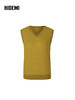 HIDEMI 澳洲进口美利奴羊毛系列60支极细精纺羊毛v领复古毛衣马甲 姜黄色 商品缩略图3