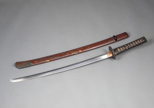 独角鹿西洋古董1603-1868年代日本江户时期出品传统花鸟主题莳绘漆木刀鞘装饰牡丹纹镂雕铁鍔及绢丝鲛皮手柄武士刀 商品图5