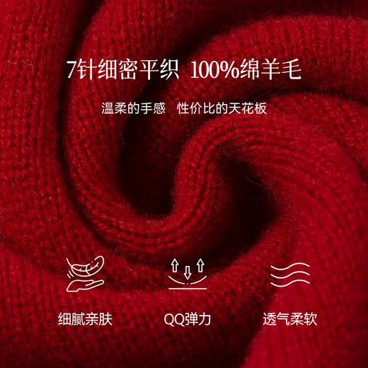 【严选】诗凡黎100%羊毛连帽套头针织衫2025冬新款韩系慵懒百搭休闲毛衣女7GC133461 商品图2