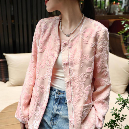 秋冬新中式双面穿时尚减龄真丝烧花外套 商品图1