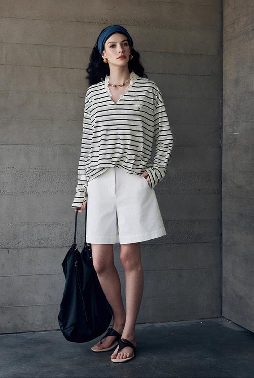 OLrain欧芮儿百搭减龄2025年新款条纹针织宽松长袖T恤 商品图0