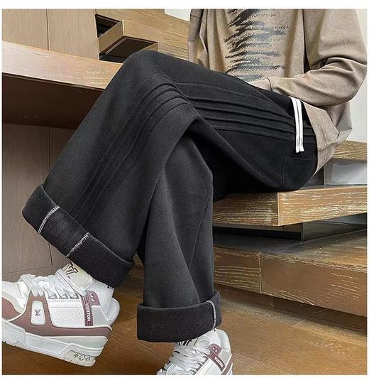 D120216加绒冬季潮流加绒宽松时尚运动男女情侣款卫裤 商品图4