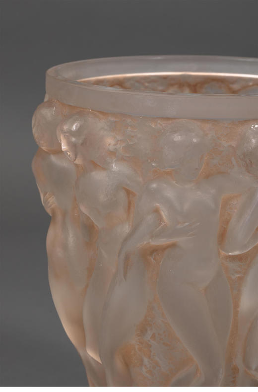 独角鹿西洋古董1927年法国出品「Bacchantes 酒神祭司」款橙色欧泊水晶花瓶 商品图4