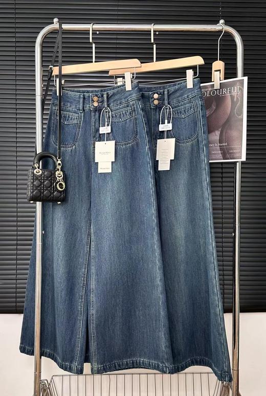 D120223一件过冬~冬季新款加绒复古高腰双口袋垂感显瘦直筒阔腿牛仔裤 商品图8