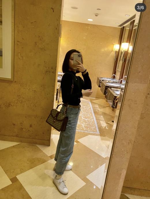 古驰 Ophidia 闪亮金色调配件品牌经典织带 帆布拼皮革 单肩斜挎手提包 小号 女款（LZ） 商品图3