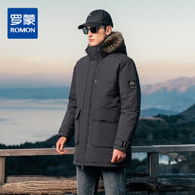 【90白鹅绒】罗蒙羽绒服男士保暖毛领帽子派克服棉服时尚休闲日常外套