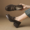 【预售5天】5cm加绒厚底小皮鞋，大码粗跟乐福鞋高跟保暖单鞋ASZ-KL766R 商品缩略图1