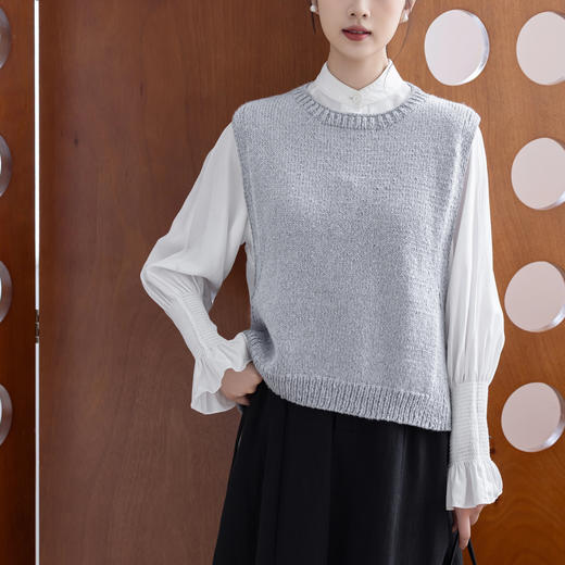 苏苏姐家素素简约背心手工DIY编织棒针羊毛自制毛线团材料包 商品图2