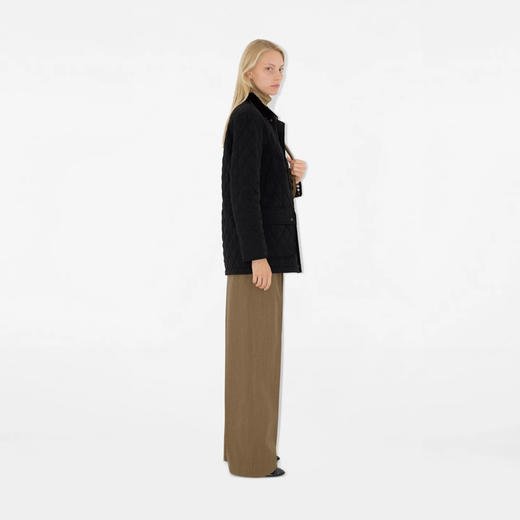 【四】BURBERRY 巴宝莉 女士 B 字盾徽标刺绣绗缝尼龙夹克棉服 黑色 8096916 C1900 商品图4