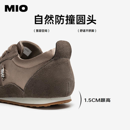 MIO米奥女鞋缎面拼接德训鞋2026春新款蝴蝶结休闲薄底复古阿甘鞋M261560807 商品图4