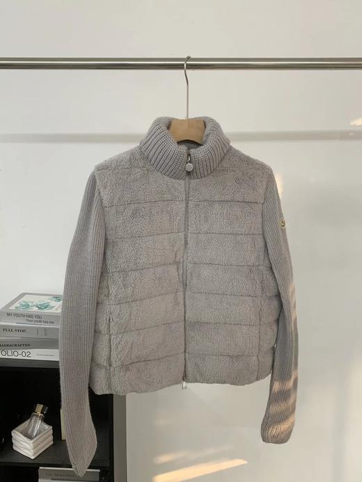D120229新款防风保暖立领设计针织拼接羽绒服外套女 商品图3