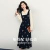 【12/03新品】熙世界伯爵千金感假两件连衣裙女秋冬民族风刺绣收腰POLO领长裙子 商品缩略图1