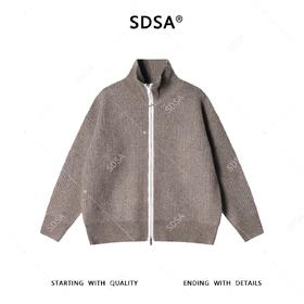 2003SDSA男士秋冬新款痞帅男装美式撞色拉链立领毛衣百搭慵懒风针织衫