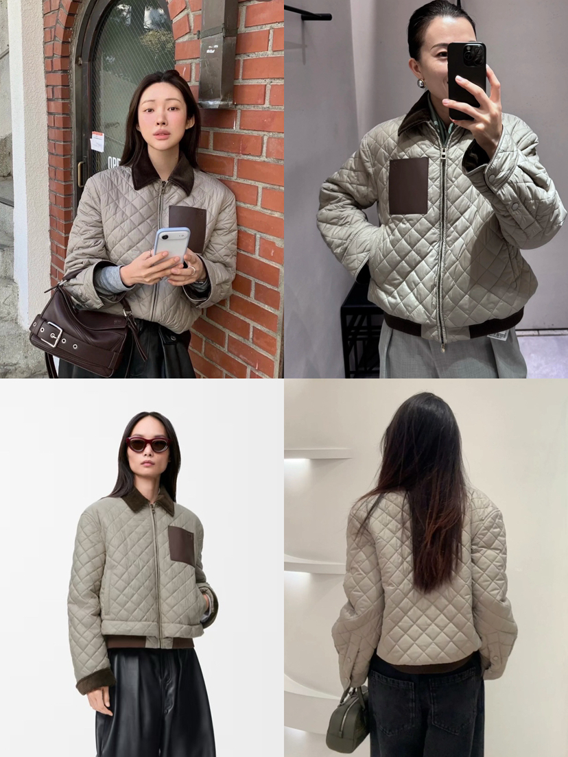 122-1 排他性独家圆正 lew 灯芯绒领 皮牌装饰 方格式绗棉棉服 我穿38