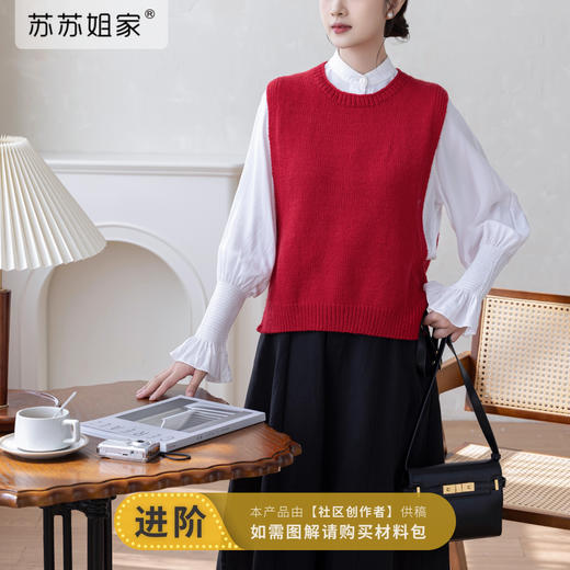 苏苏姐家素素简约背心手工DIY编织棒针羊毛自制毛线团材料包 商品图0