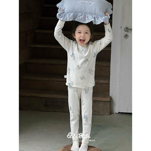 蕾蒂巴蒂 纯棉A类儿童套头秋衣裤套装 无骨打底全棉春秋款中大童长袖睡衣 商品图0