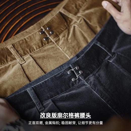 马登工装美式复古双膝灯芯绒伐木裤条绒直筒保暖卡其色休闲裤男冬 商品图3