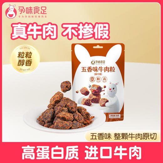 孕味食足牛肉干粒五香肉干无添加淀粉孕期解馋抗饿营养小吃零食品 商品图0