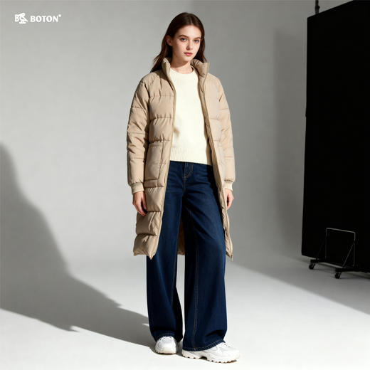 波顿女士冬季可拆卸内胆长款白鸭绒连帽羽绒服LC731522 商品图1