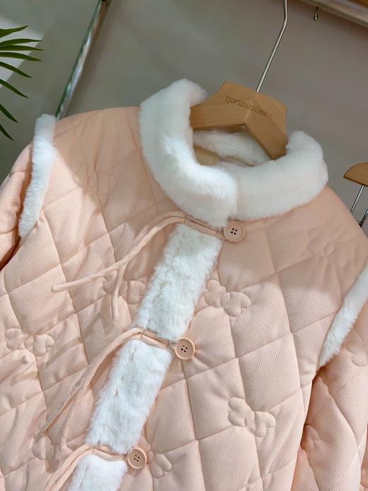 松植屋冬季女款加绒睡衣套装三层夹棉加厚保暖家居服可外穿棉袄 商品图12