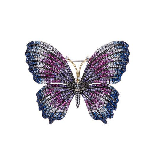 高级感重工优雅彩色锆石蝴蝶胸针，精美昆虫别针女高端礼服胸花配饰LY-M-328 商品图3