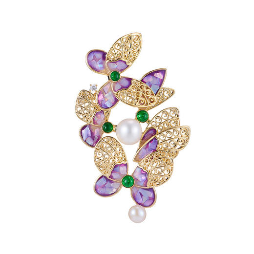 高级感镶嵌锆石彩贝国风元素蝴蝶胸针，轻奢精致礼物胸针配饰饰品LY-M-319 商品图3