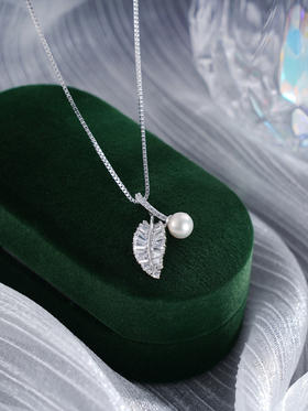 子佩集S925银珍珠套链【YL-6586】纯银珍珠项链叶子2412