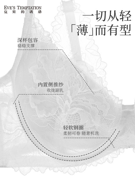 夏娃的诱惑嘉希组内衣女夏季薄款软钢圈超薄性感蕾丝文胸上托聚拢防下垂 商品图2