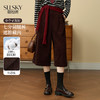 【12/03新品】熙世界复古灯芯绒七分阔腿裤女秋冬加厚遮胯显瘦宽松直筒休闲裤子 商品缩略图0