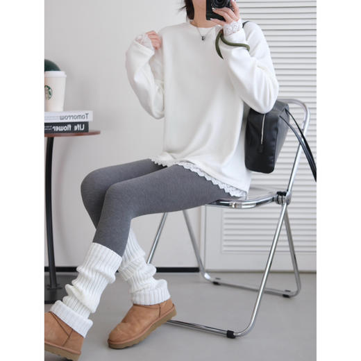 【加厚双面德绒蕾丝拼接打底衫】一件保暖度顶三 触感细腻蓬松温暖 商品图3