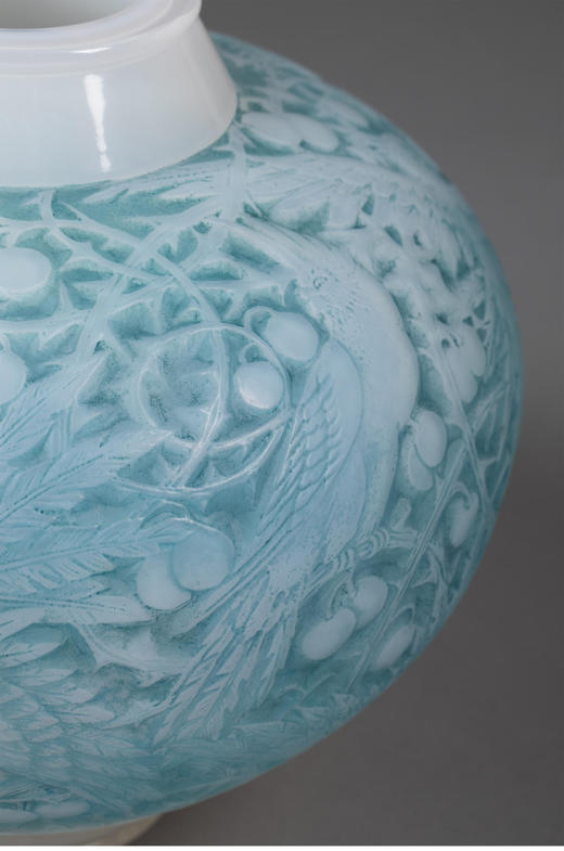 独角鹿西洋古董1924年法国出品「Aras 南美鹦鹉」款淡蓝色欧泊水晶花瓶 商品图5