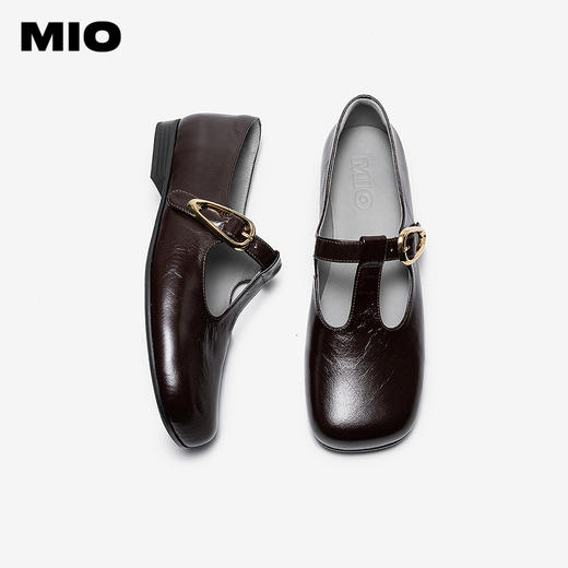 MIO米奥玛丽珍鞋2026春季新款方头粗跟T字带搭扣小皮鞋乐福鞋女鞋M261490233 商品图3