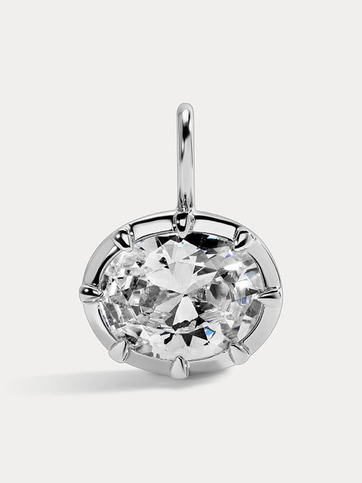 订购8周到｜Lili Claspe-Mara Oval-银色 锆石 吊坠［美国设计师］ 商品图0