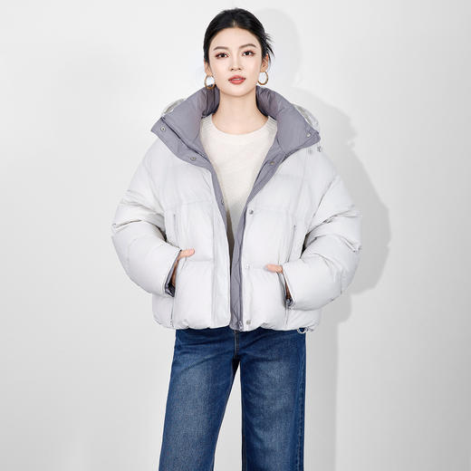 「高货wl」全新升级【铂金会员514/天猫689/差价175】(74106)洛诗琳气质双拉链设计短款面包服2025冬季连帽宽松羽绒服 商品图2