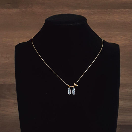 【天然正品】A货翡翠AU750黄金镶钻镶天然白色起荧高冰种金连枝福豆翡翠吊坠项链21.1*20.4*3.9MM（皆取最大值）链长：45CM（长度可调节）女士251125NJS21 商品图6