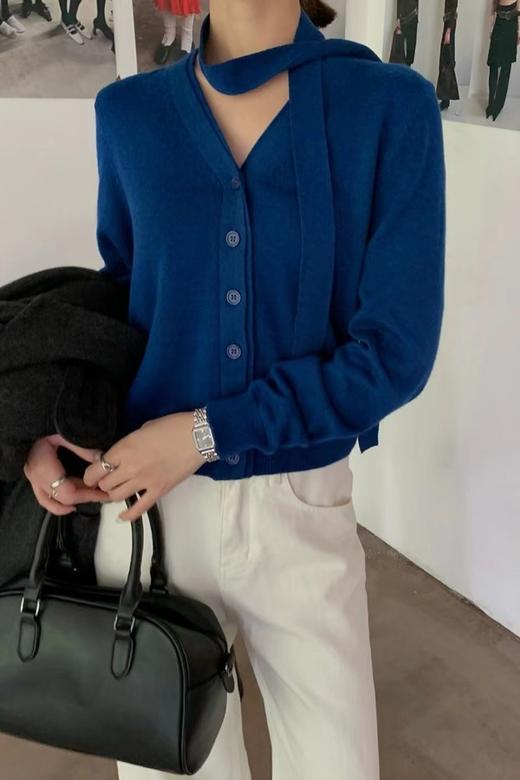 ANSUABEL 时尚气质飘带针织开衫 21579 商品图0