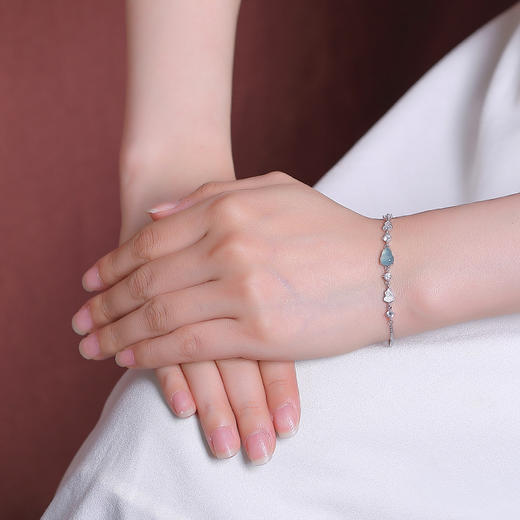 【福禄清华】天然绿翡翠S925纯银蓝水翡翠葫芦福禄手链【CW-SL11871】 商品图3