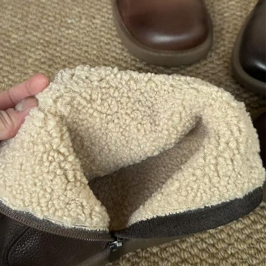 手工复古做旧雪地靴！2025小众设计加绒保暖棉靴女磨砂牛皮侧拉链棉鞋！ 商品图3