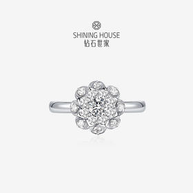 【极慕之星】【门店同款】钻石世家 18K金钻石戒指 花好月圆系列钻石女戒